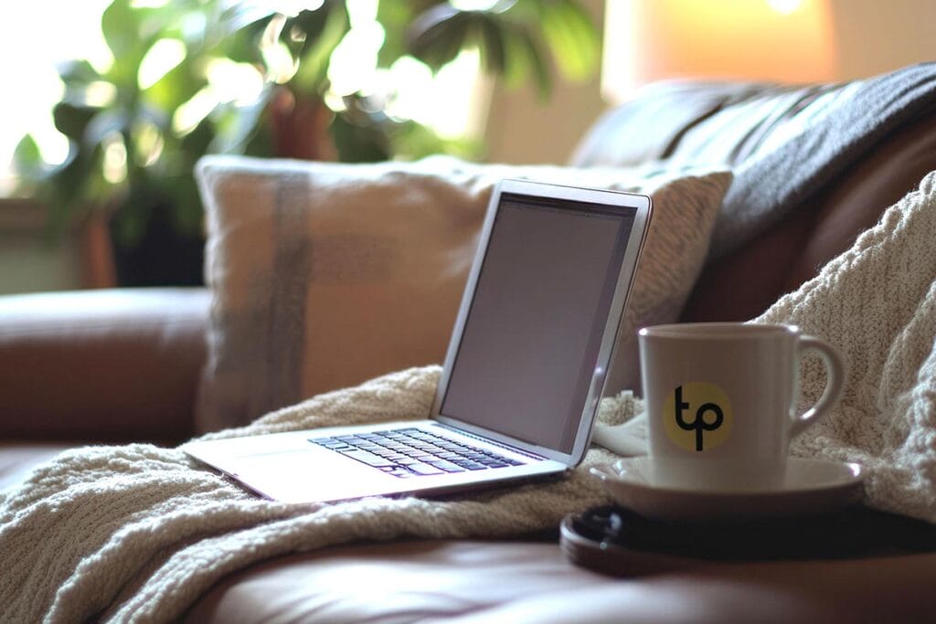Laptop with Turning Point mug