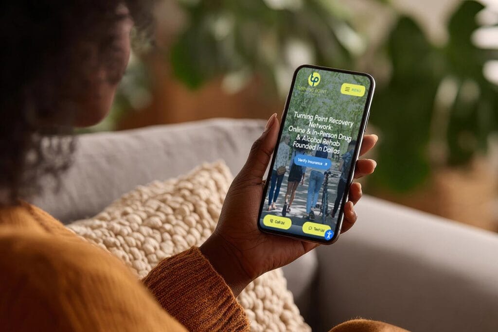 Turning Point website on a mobile phone